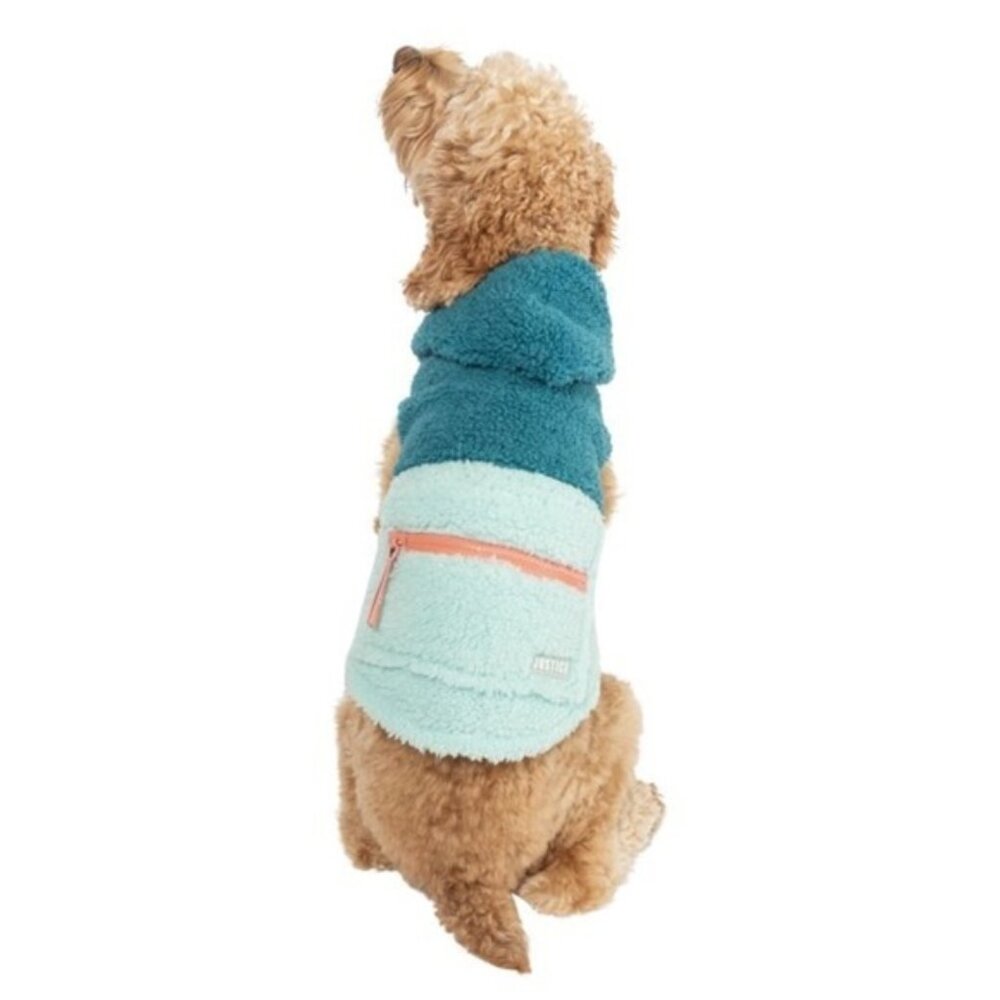 🐶 Meduim 🐶 New Justice Pet Polyester Sherpa Dog Hoodie, Turquoise - Picture 8 of 14